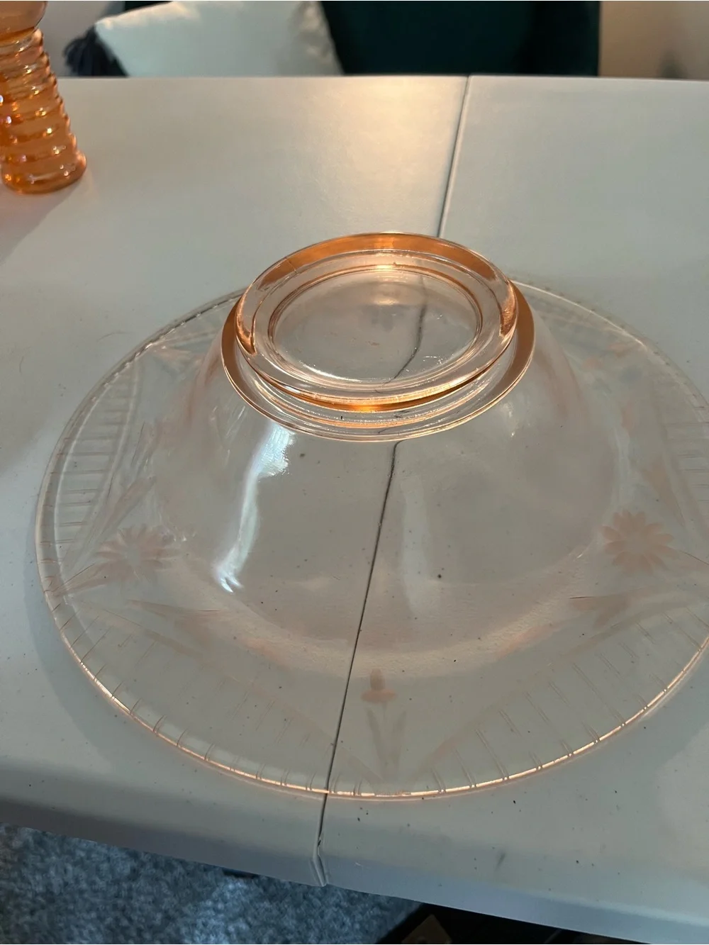 Vintage Pink Depression Glass Serving Bowl - Elegant Pink Glass Centerpiece